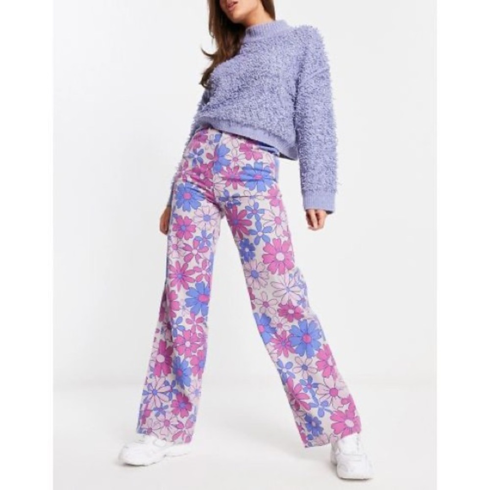 bailey rose relaxed jeans pop retro floral NWT M